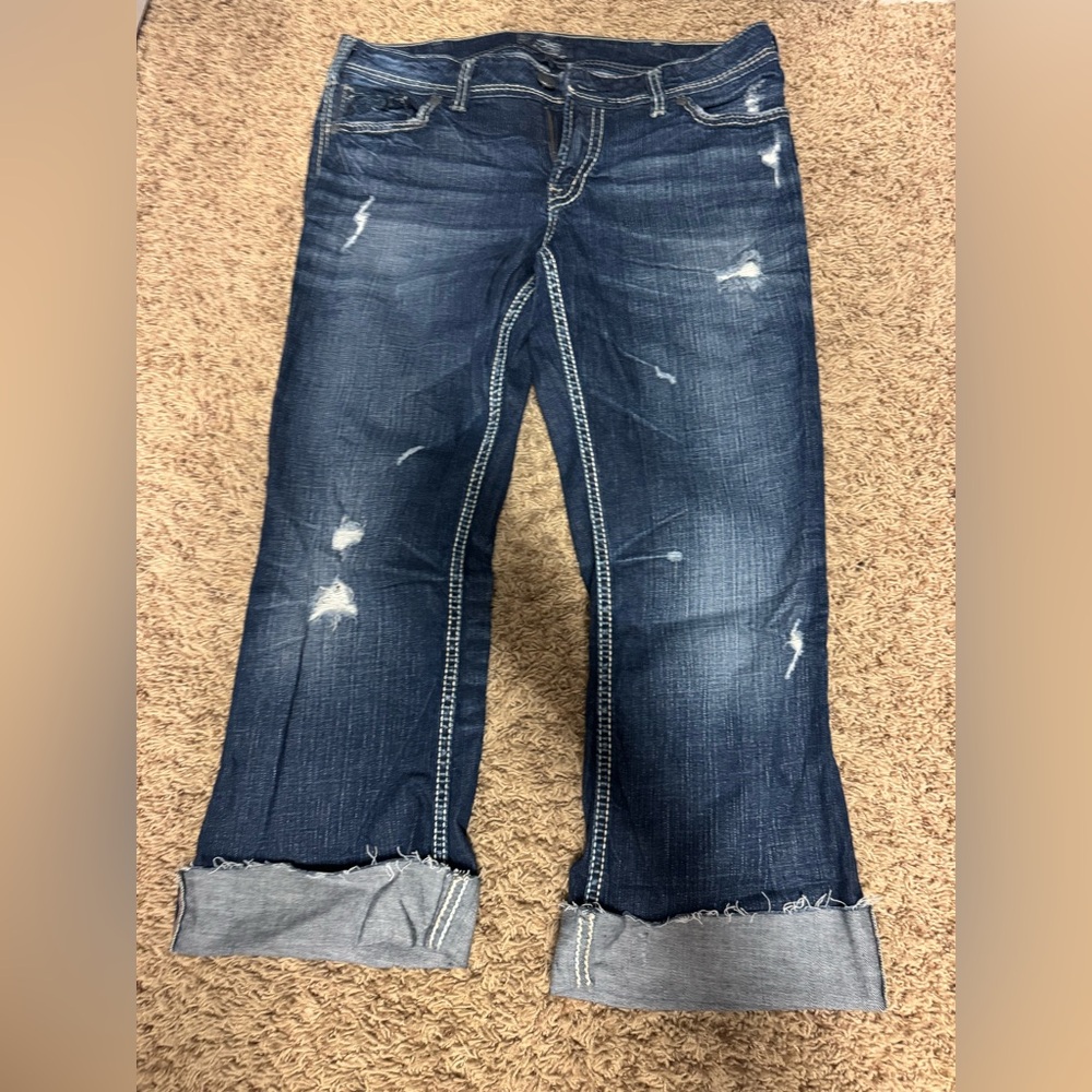 Silver Suki Flap Distressed Blue Women's Jeans